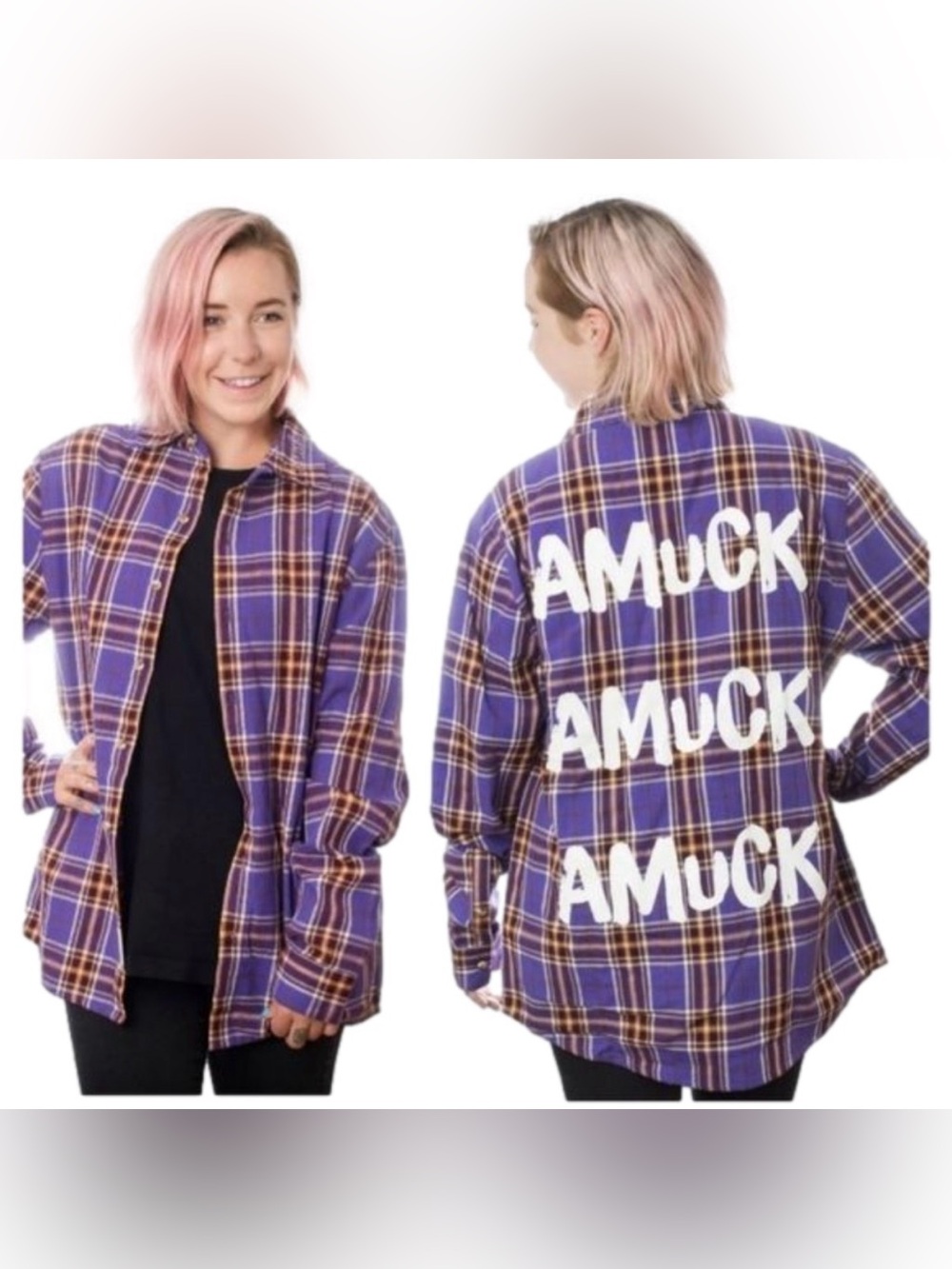 Disney X Cakeworthy Hocus Pocus Sarah Flannel AMUCK Purple Plaid Medium